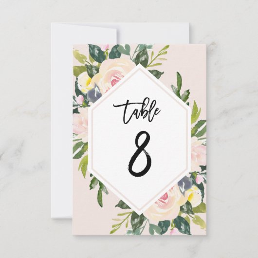 Flore Blush manuscrit Tableau 8 Numéro Carte (Devant)