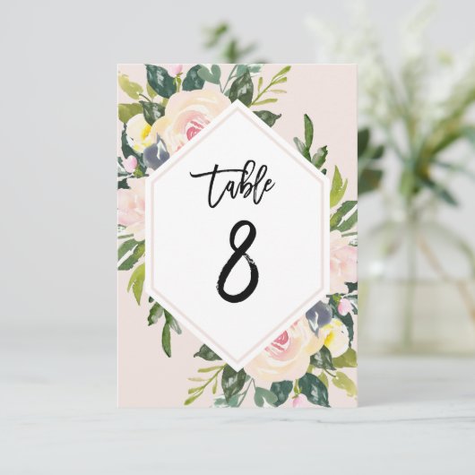 Flore Blush manuscrit Tableau 8 Numéro Carte (Debout devant)