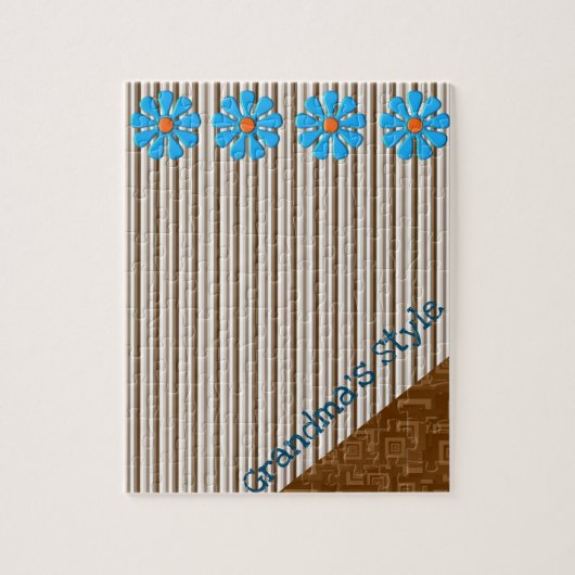 Flore Brown Stripe Jigsaw Puzzle Daisy (Vertical)