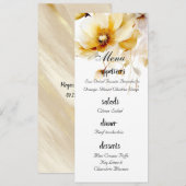 Flore d'aquarelle blanche et or Menu Mariage (Devant / Derrière)