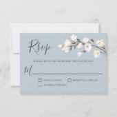 Flore d'aquarelle blanche sur mariage bleu RSVP (Devant)