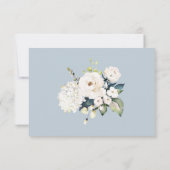 Flore d'aquarelle blanche sur mariage bleu RSVP (Dos)