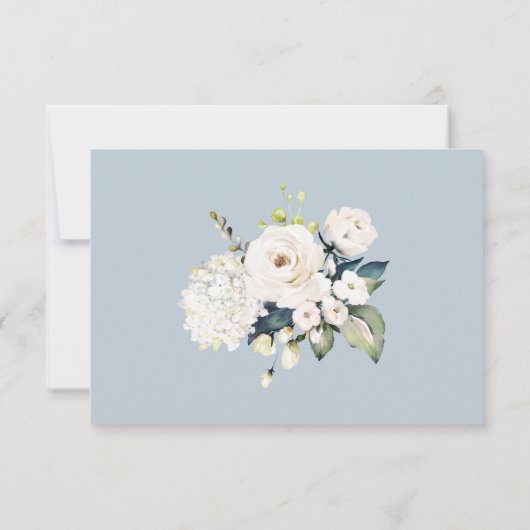 Flore d'aquarelle blanche sur mariage bleu RSVP (Dos)