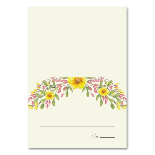 Flore d'aquarelle | Carte mariage de place Escort (Par défaut)