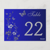 Flore d'argent bleu avec papillons Numéro de table (Dos)