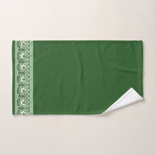 Flore d'art populaire vert (Serviette à main)