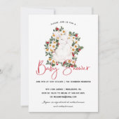 Flore de lapin d'hiver | Invitation Baby shower (Devant)