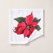Flore de Noël Rouge Poinsettia (Gant de toilette)