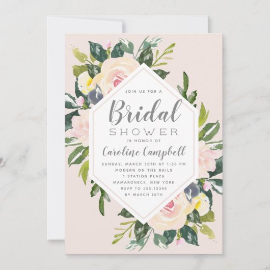 Flore de printemps | Invitation de douche nuptiale (Devant)