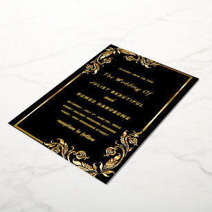 Flore d'huile d'or encadré Faire-part de mariage n