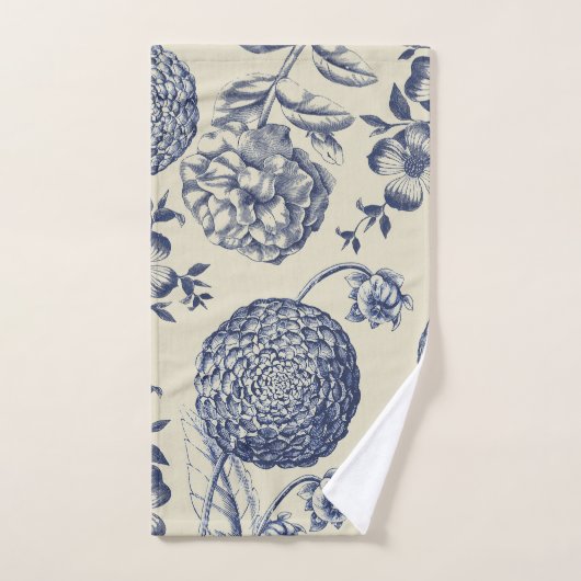 Flore d'impression florale de fleurs bleues antiqu (Serviette à main)