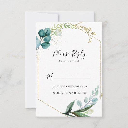 Flore d'or avec verdure tropicale RSVP (Devant)