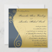 Flore d'or bleu Faire-part de mariage (Dos)