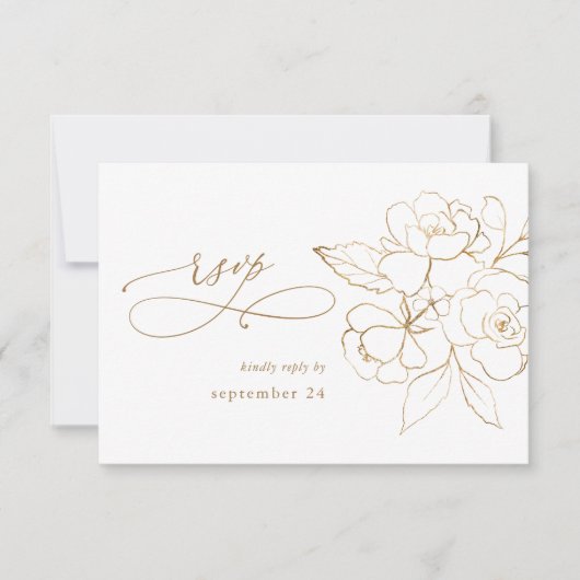 Flore dorée sur blanc et or avec Repas RSVP (Devant)