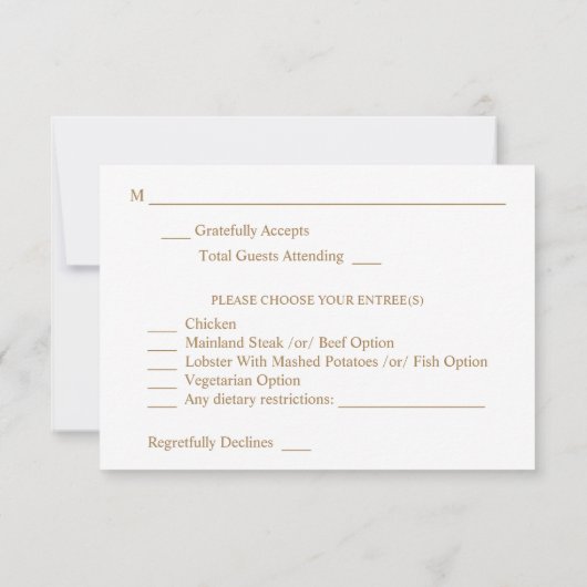 Flore dorée sur blanc et or avec Repas RSVP (Dos)