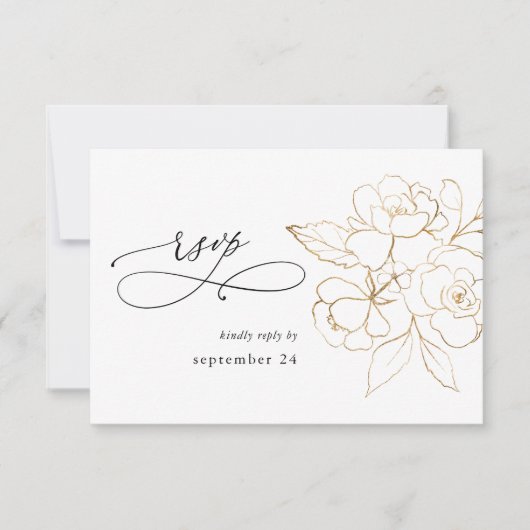 Flore dorée sur blanc w Repas RSVP (Devant)