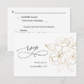 Flore dorée sur blanc w Repas RSVP (Devant / Derrière)