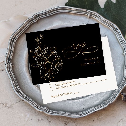 Flore dorée sur Noir & Or avec Repas RSVP 2
