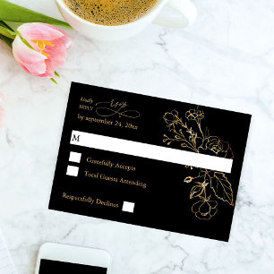 Flore dorée sur noir & or no Real RSVP