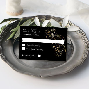 Flore dorée sur noir sans repas RSVP
