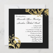Flore élégante blanche noire d'or Faire-part de ma (Dos)