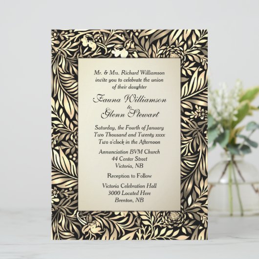 Flore et faune Faire-part de mariage ancienne (Debout devant)