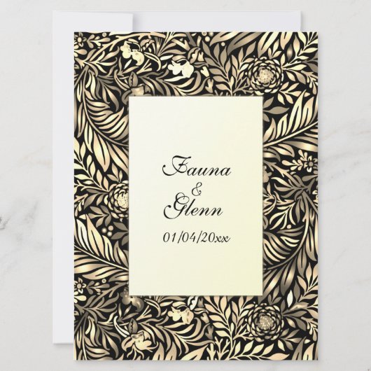 Flore et faune Faire-part de mariage jaune teinté (Dos)