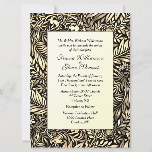 Flore et faune Faire-part de mariage jaune teinté (Devant)