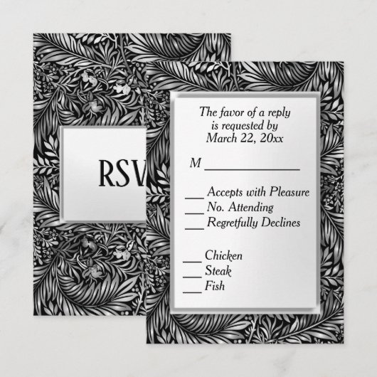 Flore et faune Noir et blanc avec choix de menu (Devant / Derrière)