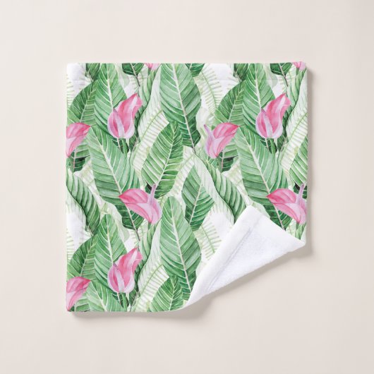 Flore et verdure rose tropicale (Gant de toilette)