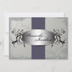 Flore Faire-part de mariage Élégante gris violet v