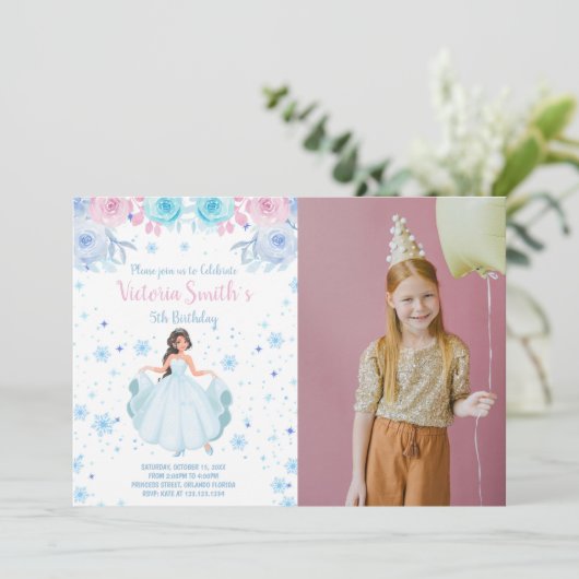 Flore Falk de neige Princesse Invitation d'anniver (Debout devant)