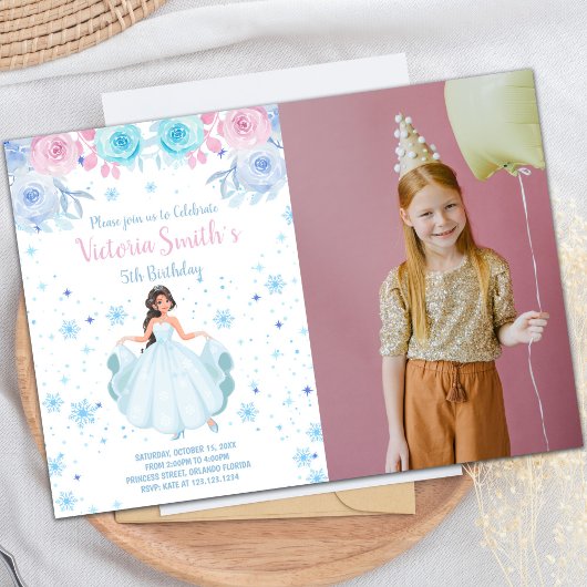 Flore Falk de neige Princesse Invitation d'anniver