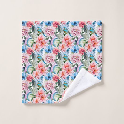 Flore Fleurs de feuillage Vert Bleu (Gant de toilette)