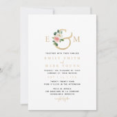 Flore flush & or, Faire-part de mariage monogramme (Devant)
