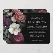 Flore foncée Faire-part de mariage moderne (Devant / Derrière)