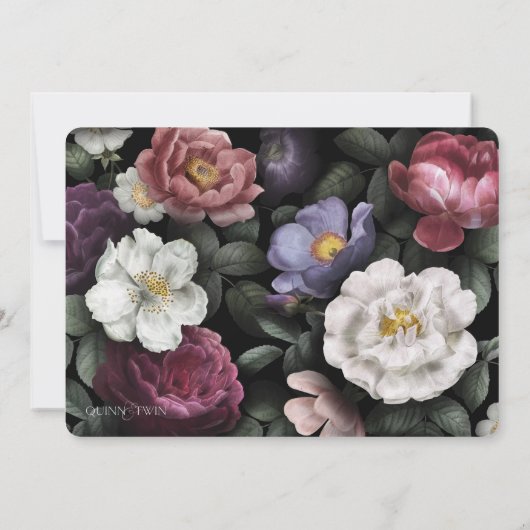 Flore foncée Faire-part de mariage moderne (Dos)