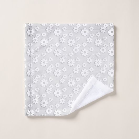 Flore gris blanc et argenté (Gant de toilette)