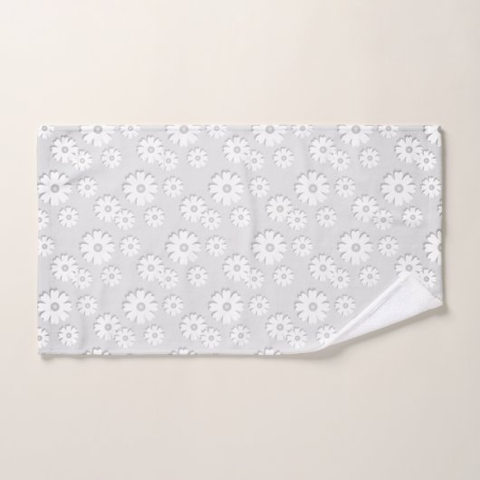 Flore gris blanc et argenté (Serviette à main)