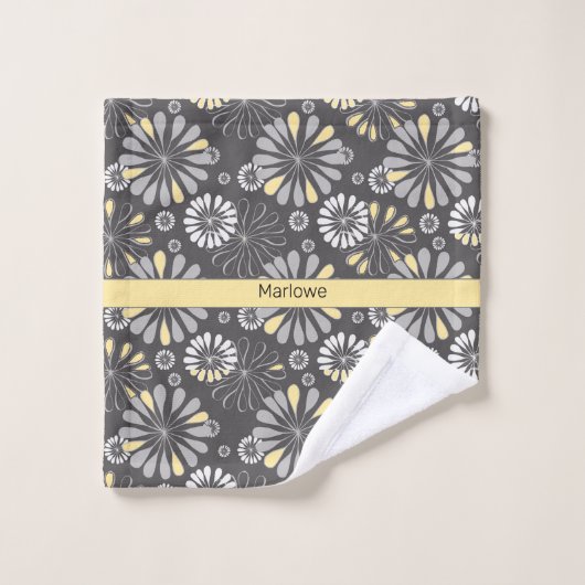 Flore gris et jaune tendance (Gant de toilette)