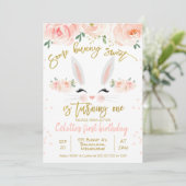 Flore lapin face 1er anniversaire Invitation (Debout devant)