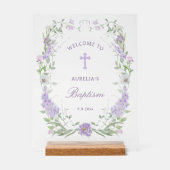Flore Lilac Lavender Frame Baptême Bienvenue (Recto)