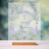Flore Lilac Lavender Frame Baptême Bienvenue (Neutre)