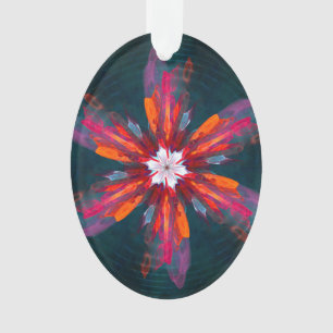 Flore Mandala Flowers Orange Red Blue Abstract