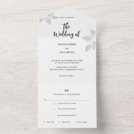 Flore minime tout en un Faire-part de mariage (À l'intérieur)