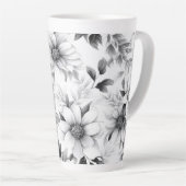 Flore Noir et blanc Motif latte esthétique Mug (Angle droit)