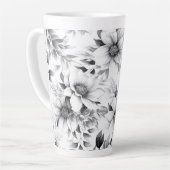 Flore Noir et blanc Motif latte esthétique Mug (Angle gauche)