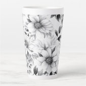 Flore Noir et blanc Motif latte esthétique Mug (Devant)