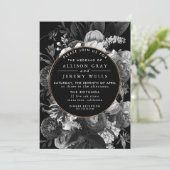 Flore noire et blanche Faire-part de mariage (Debout devant)