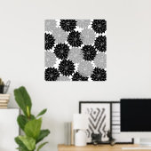 Flore noire et grise cool Impression florale (Bureau à domicile)